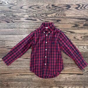 The Beaufort Bonnet Company Boys Navy & Red Plaid Button-Down Shirt, Size 4T